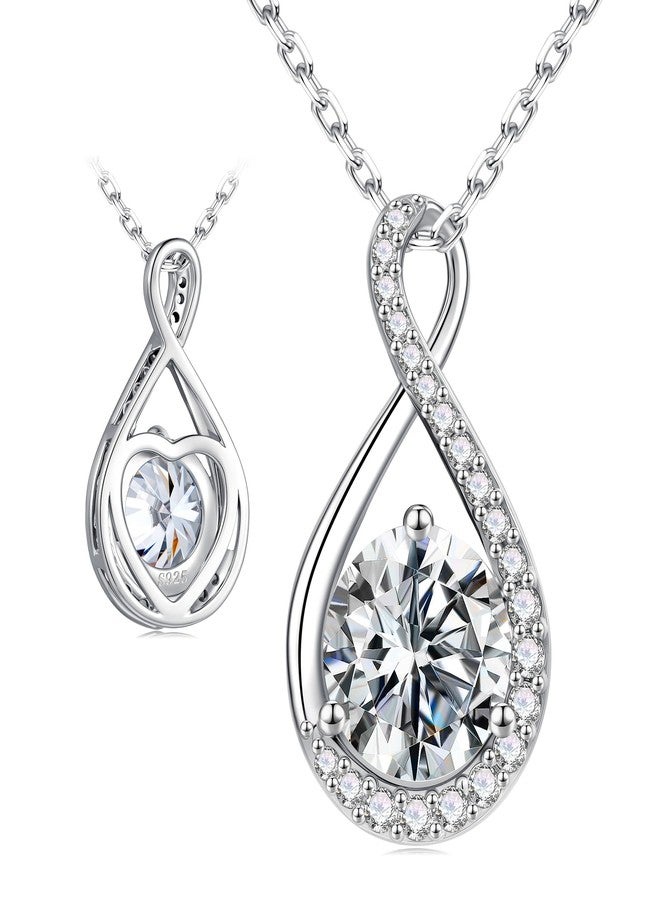 MOOSEA Christmas Gifts for Women Wife, 1ct Infinity Moissanite Necklace for Women Sterling Silver Moissanite Pendant Necklace, Wedding Anniversary Birthday Gifts for Wife Mom Girlfriend Grandma Sister - Image 1